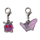 Venonat, Venomoth - National Pokédex Metal Charm Keychain #048, #049 - Authentic Japanese Pokémon Center Keychain 