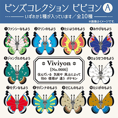 Vivillon Pins Collection A (1Pcs/Random) - Authentic Japanese Pokémon Center Pin 