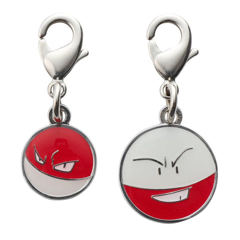 Voltorb, Electrode - National Pokédex Metal Charm Keychain #100, #101 - Authentic Japanese Pokémon Center Keychain 