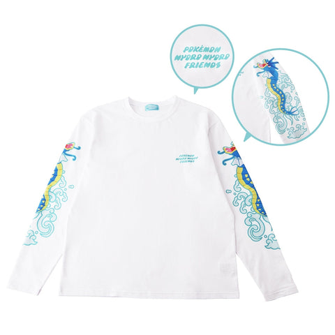 Waterfall Climbing Gyarados Long T-shirt (Free) POKÉMON NYORO NYORO FRIENDS - Authentic Japanese Pokémon Center T-shirt (cotton) 