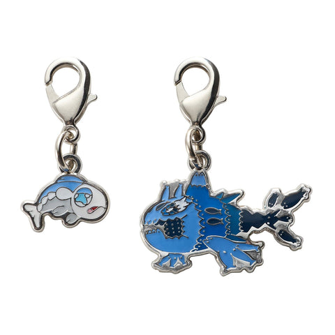 Wishiwashi (Solo Form), Wishiwashi (School Form) - National Pokédex Metal Charm Keychain #746 - Authentic Japanese Pokémon Center Keychain 