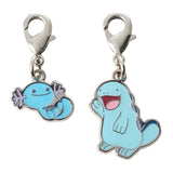 Wooper, Quagsire - National Pokédex Metal Charm Keychain #194, #195 - Authentic Japanese Pokémon Center Keychain 
