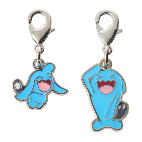 Wynaut, Wobbuffet - National Pokédex Metal Charm Keychain #360, #202 - Authentic Japanese Pokémon Center Keychain 