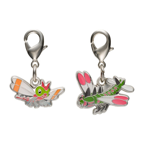 Yanma, Yanmega - National Pokédex Metal Charm Keychain #193, #469 - Authentic Japanese Pokémon Center Keychain 