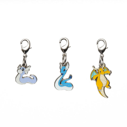 Dratini, Dragonair, Dragonite - National Pokedex Metal Charm #146, #147, #148 - Authentic Japanese Pokémon Center Keychain 