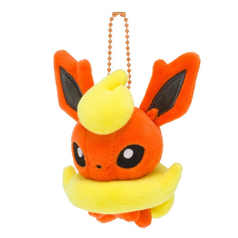Flareon Motchiri (chubby) Mascot Plush Keychain Pokémon Dolls - Authentic Japanese Pokémon Center Keychain 