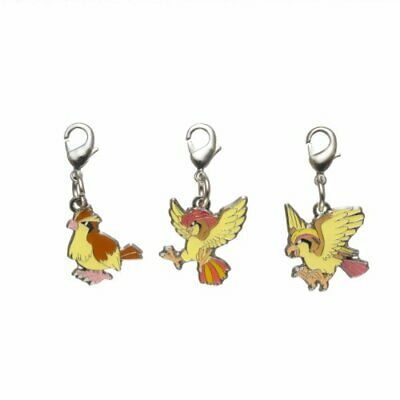 Pidgey, Pidgeotto, Pidgeot - National Pokedex Metal Charm #016, #017, #018 - Authentic Japanese Pokémon Center Keychain 