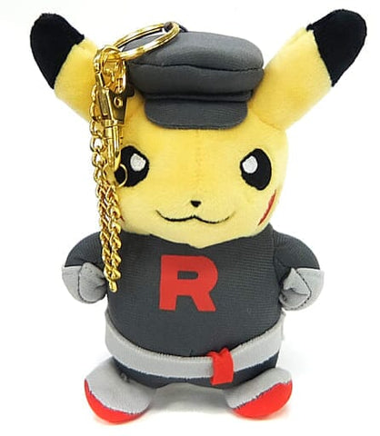 Pikachu Mascot Plush Keychain Pretend Team Rocket Member - Authentic Japanese Pokémon Center Keychain 
