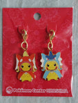 Pikachu Pretend Magikarp & Gyarados Metal Charm Keychain Set - Authentic Japanese Pokémon Center Keychain 