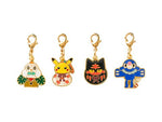 Pikachu, Rowlet, Litten, Popplio New Year Metal Charm Keychain Set - Authentic Japanese Pokémon Center Keychain 