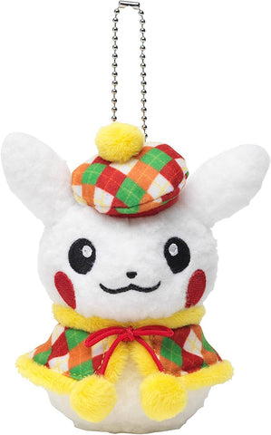 Pikachu Snowman (Female) Mascot Plush Keychain Christmas Series - Authentic Japanese Pokémon Center Keychain 