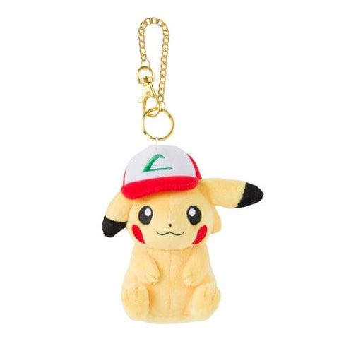 Pikachu with cap Mascot Plush Keychain - Authentic Japanese Pokémon Center Keychain 