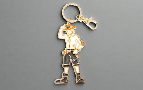 Portgas D. Ace Stained Glass Style Keychain - ONE PIECE - Authentic Japanese TAPIOCA Keychain 